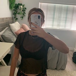 Sheer Glittery Black Top